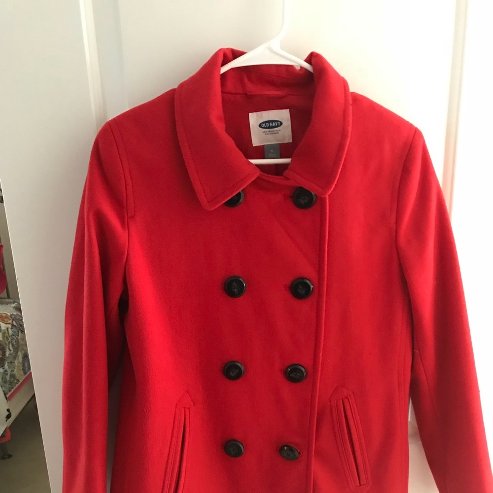 Vibrant red classic peacoat